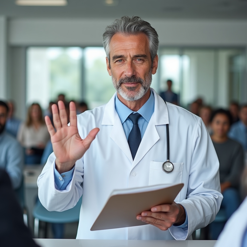Medic gestionând întreruperi și priorități în cabinet